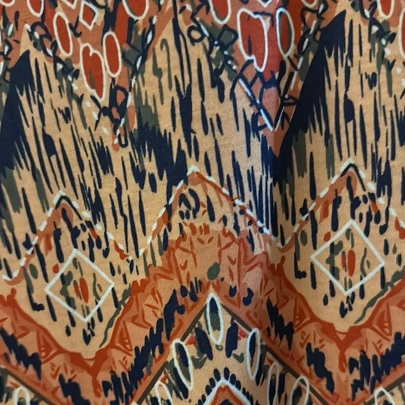 Just My Size Orange and Black Geometric Blouse - Picture 4 of 5